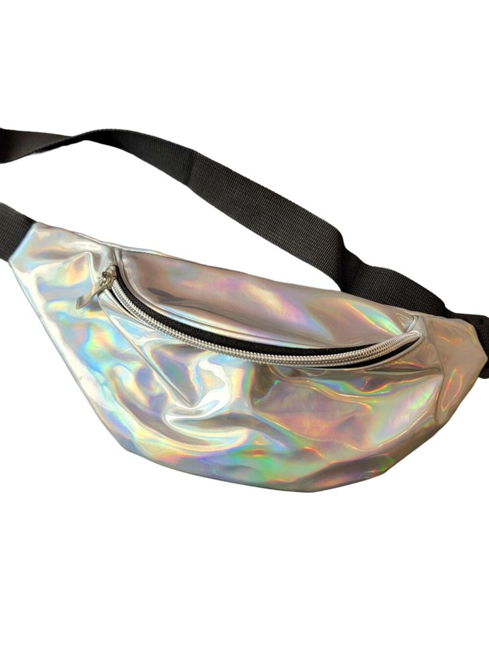 Holographic Belt Bag Travel Purse Handbag Women Silver New Adjustable Iridescent